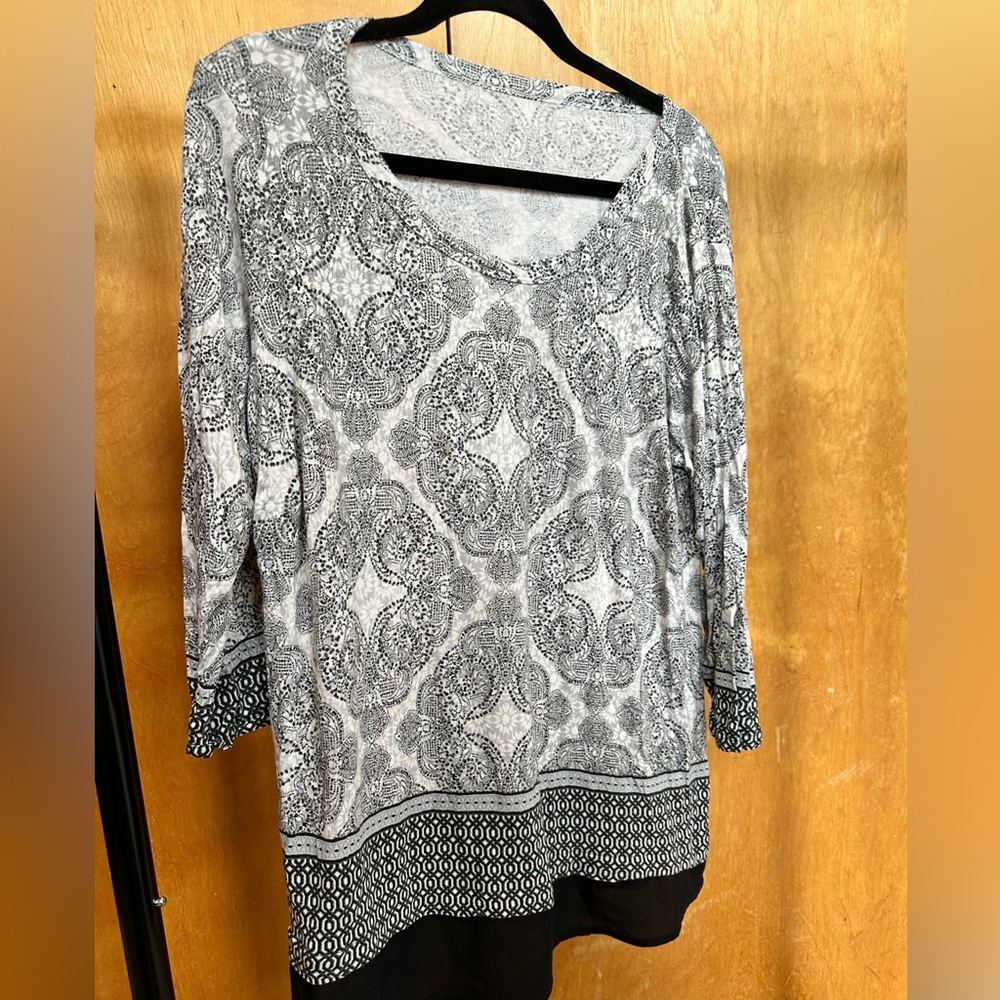 Rayon Elegant Black & White Print Shirt